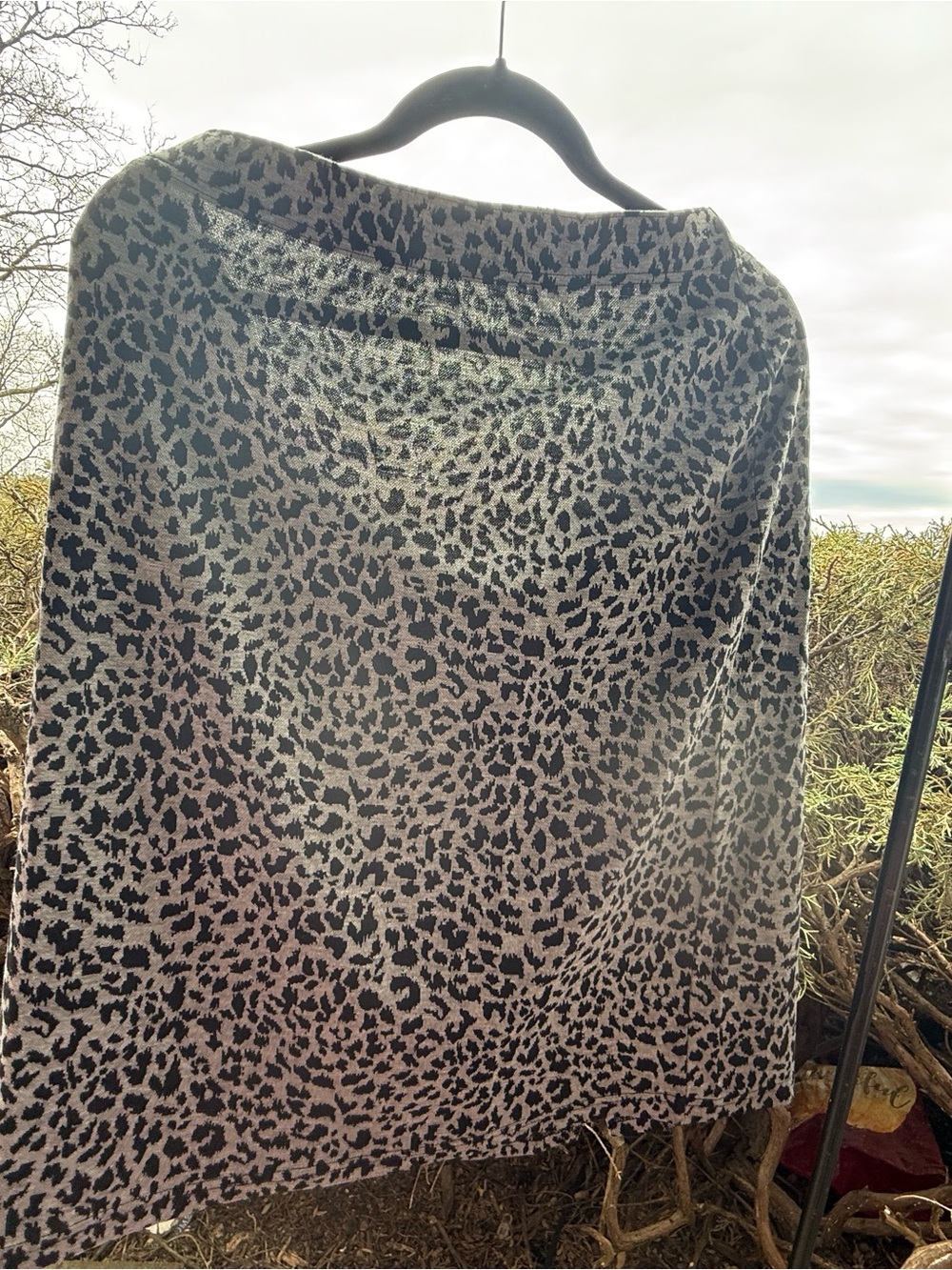 Liz Claiborne Black and Gray Animal Print Midi Skirt